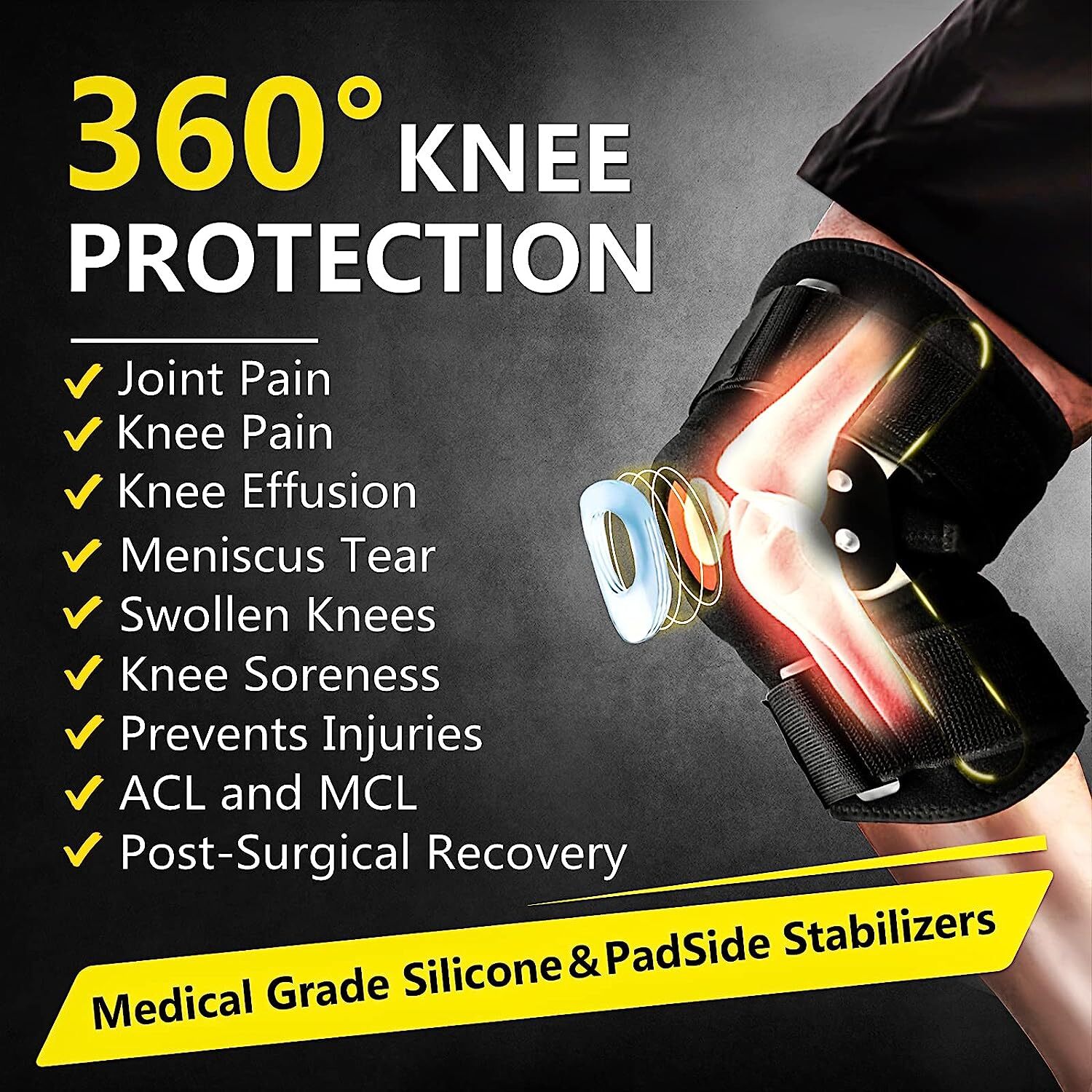 Hinged Knee Brace Knee Support Swollen ACL Tendon Ligament Meniscus Injuries US