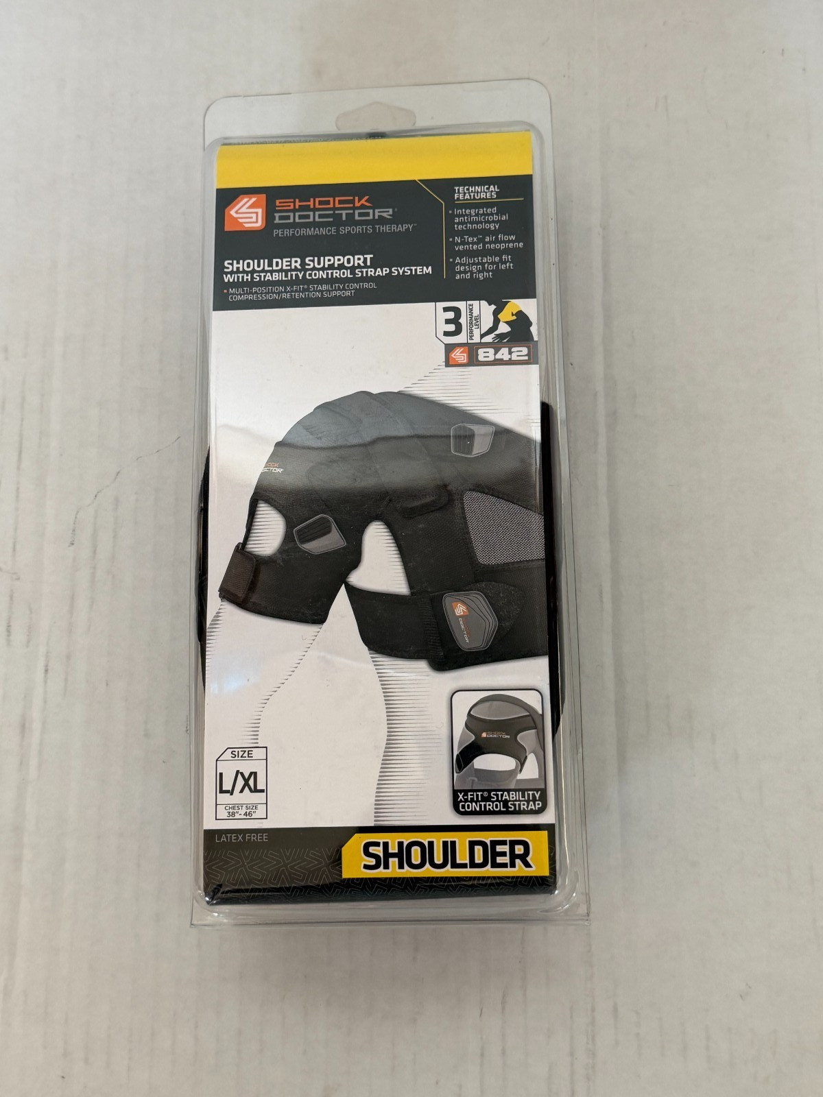 NEW Shock Doctor Shoulder Support Level 3 Stability Brace L/XL 38-46″ Chest