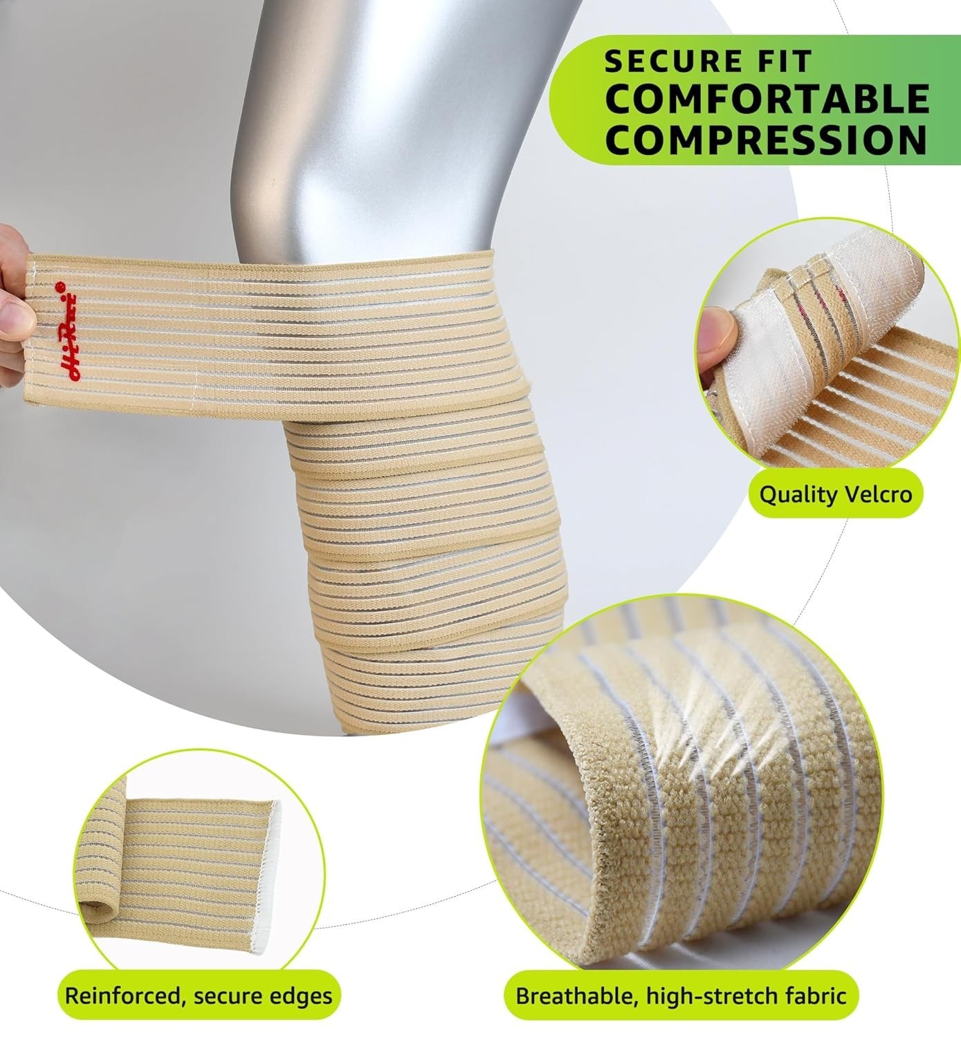 Adjustable Elastic Calf Support Sleeves – 71″ for Sports & Pain Relief – Beige