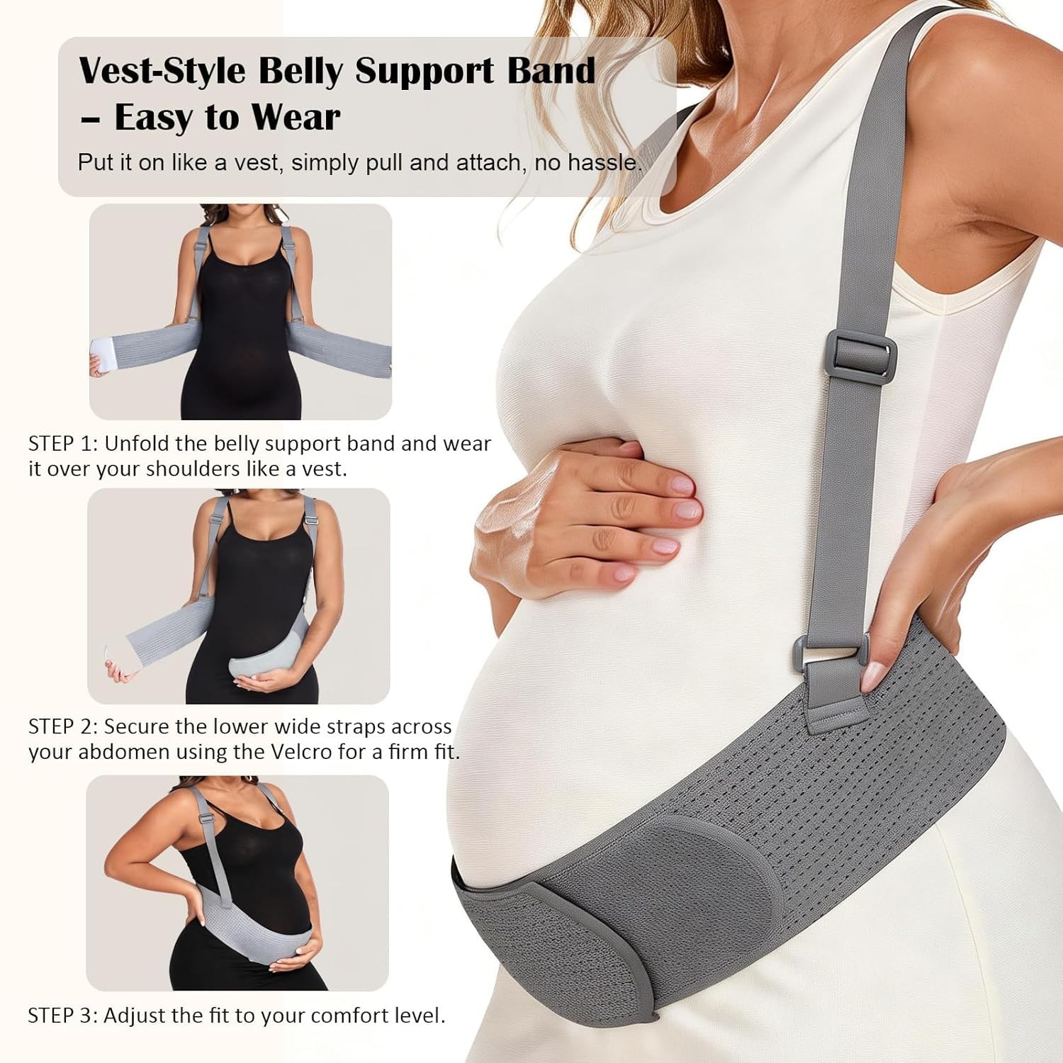 Pregnancy Belly Bands Maternity Support Belt Lower Abdominal Gray Pregnancy