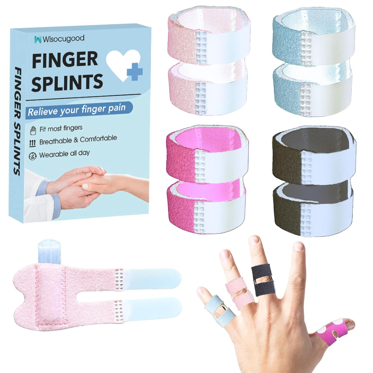4Pcs Color Thumb Finger Splint, Trigger Finger Splints, Finger Brace,Injured …