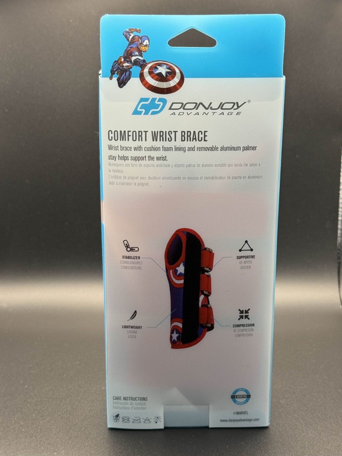MARVEL AVENGERS DONJOY ADVANTAGE COMFORT WRIST BRACE YOUTH Right Hand