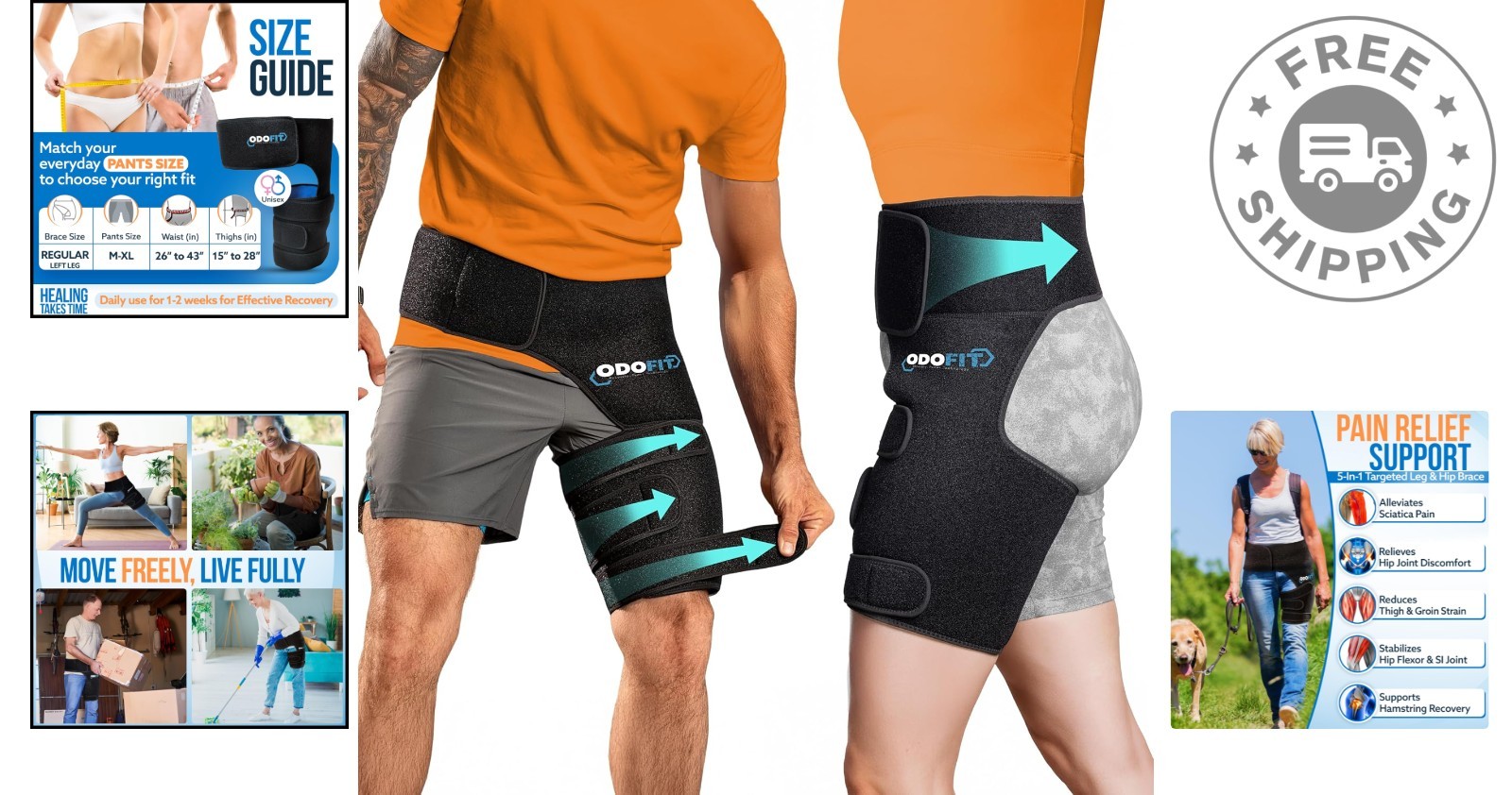 Dynamic Sciatica & Thigh Support – 5-in-1 Adjustable Hip Brace for All-Day Use