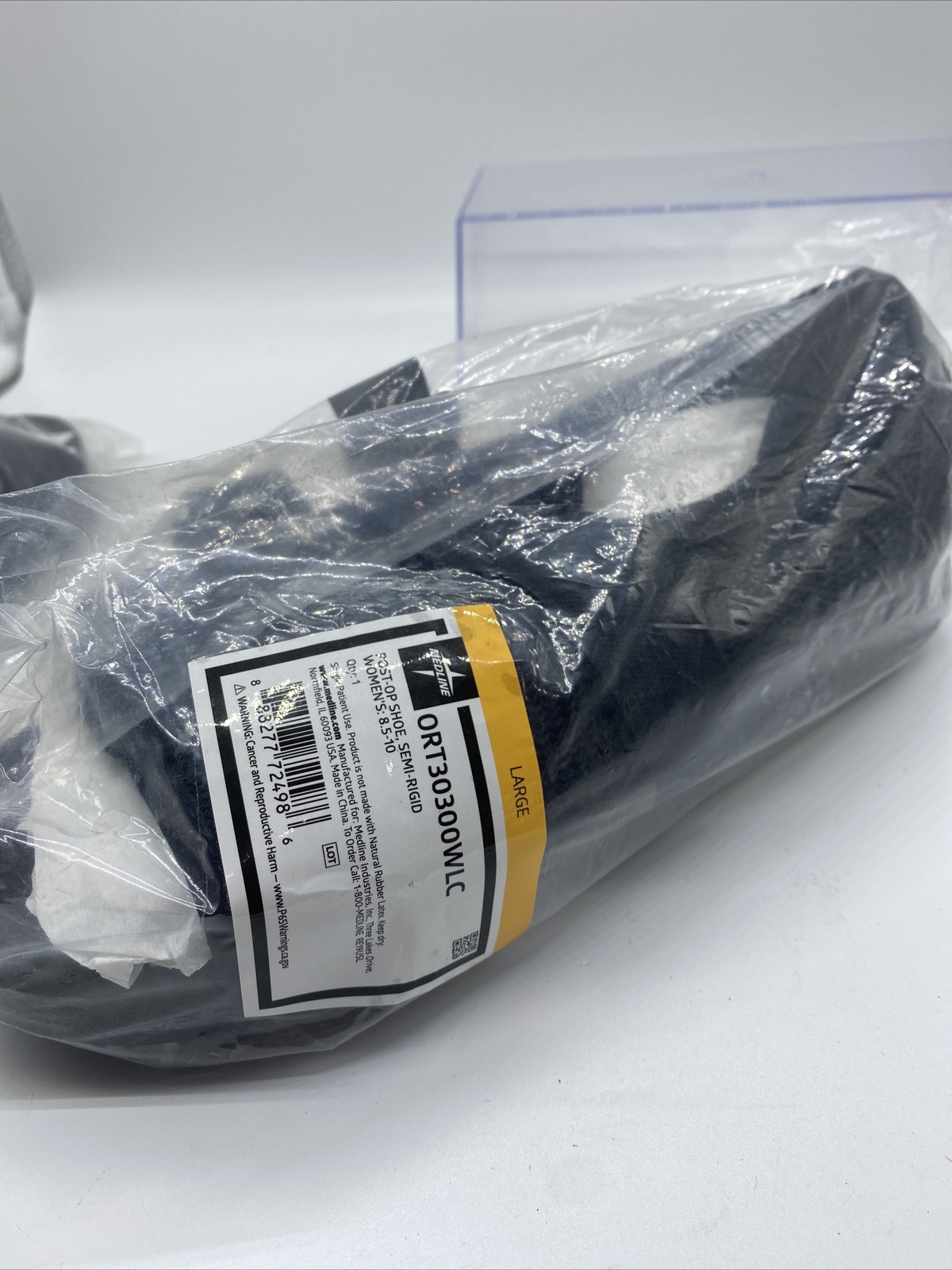Women MEDLINE Semi rigid Post-Op 1 Shoe Black Large 8.5-10Sz Adjustable Slipper