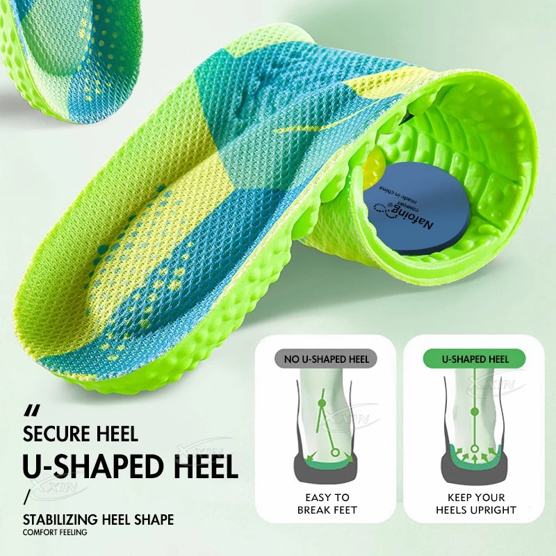Sports Air Cushion High Elastic Running Insoles PU Shock-absorbing Soft Breathab