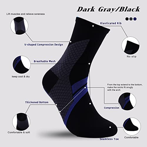 Copper Yarn Compression Socks Reduce Swelling Improve 6-10 Multicolor-4pairs
