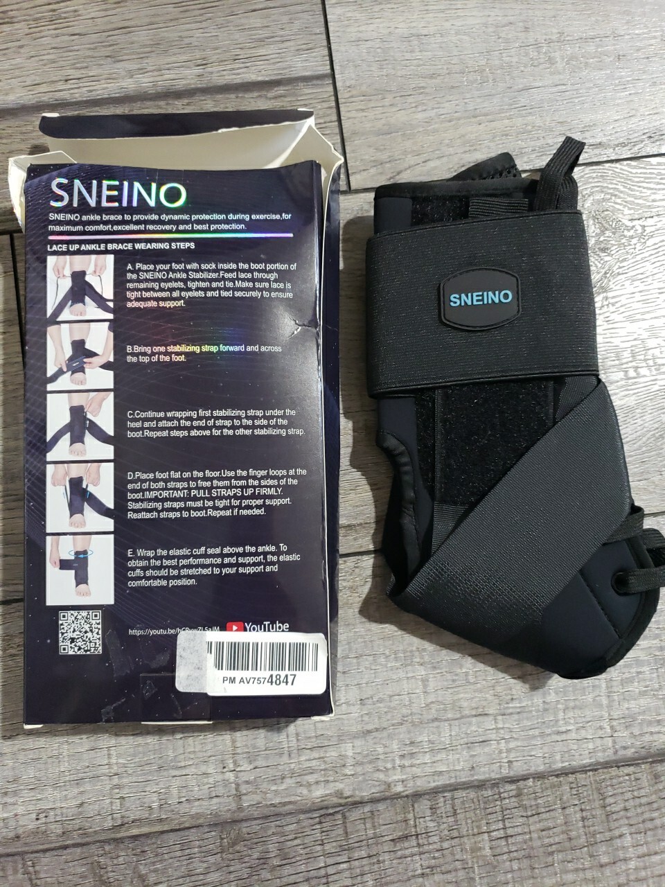 SNEINO Lace Up Adjustable Ankle Support Ankle Brace, Sz S
