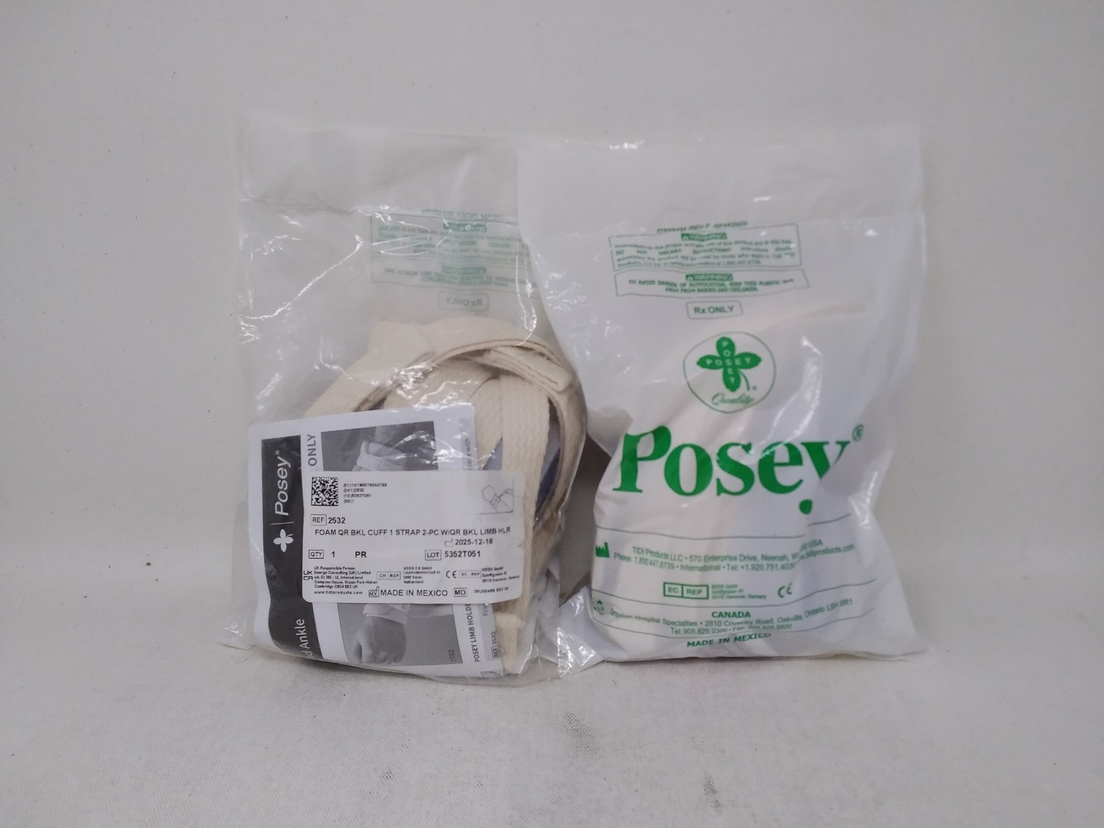 Posey 2532 Foam QR BKL Cuff 1 Strap 2-PC W/QR BKL Limb HLR – 2 Pairs
