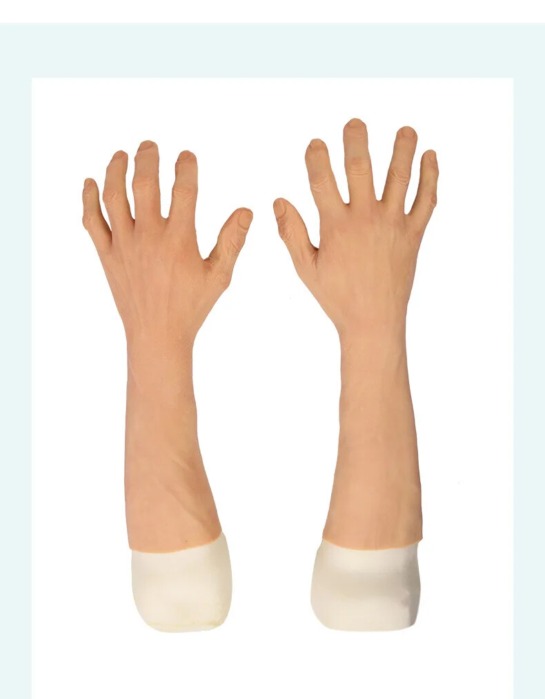 Simulation Male Silicone Prosthesis Gloves False Artificial Skin Sleeve Arm