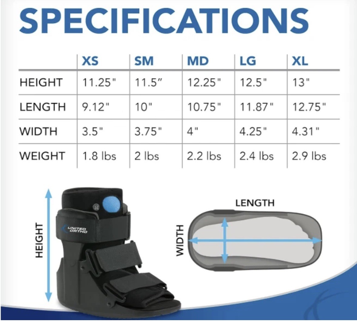 United Ortho USA14111 Short Air Cam Walker Fracture Boot Size Large