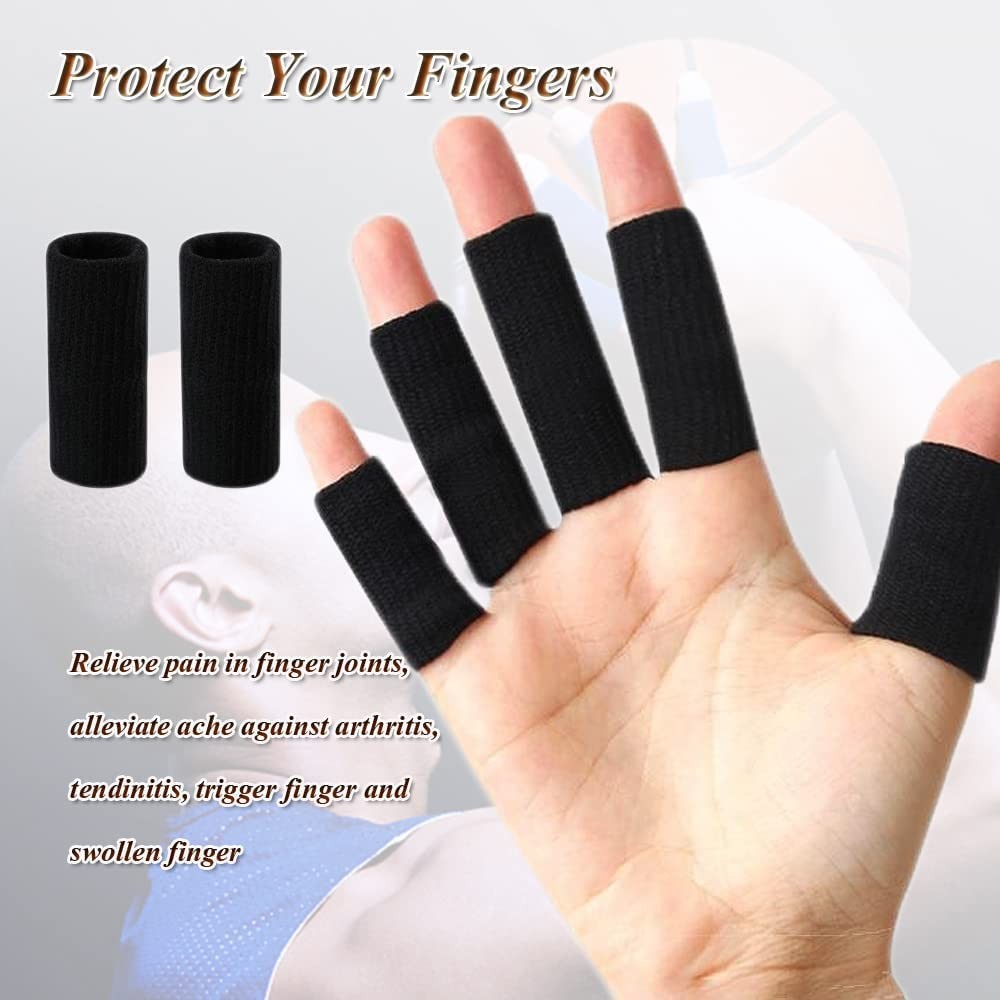 ZINGSURE Finger Sleeves Protectors, 10Pcs Sport Medium, 10PCS black set