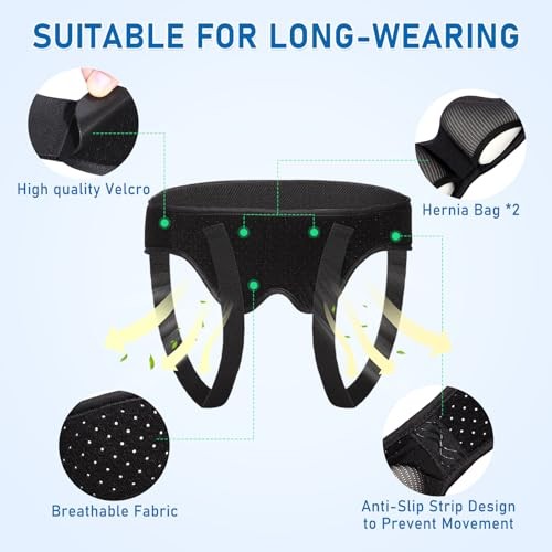 Laway Hernia Belt for Men & Women – 2 Removable Compression Pads for Large