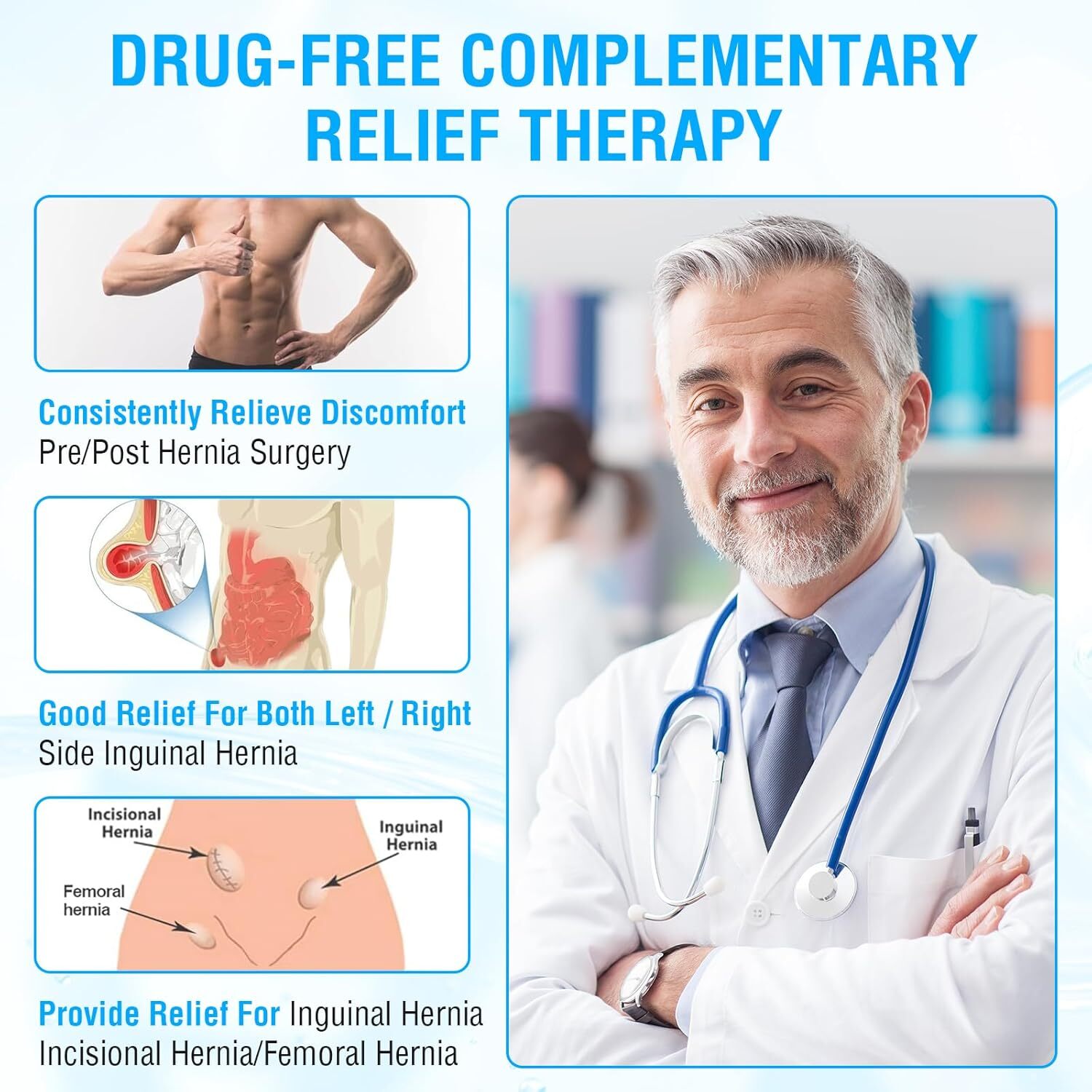 Inguinal Hernia Support Truss Belt with Removable Compression Pads Pain Relief