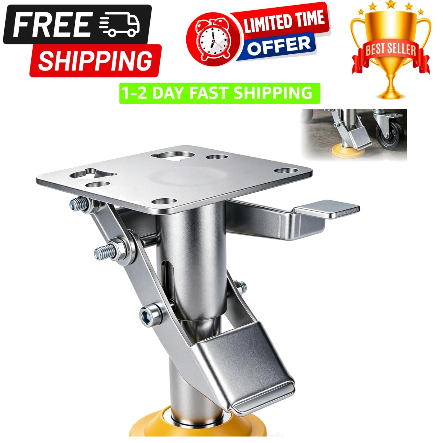 220 LB Adjustable Floor Lock – Heavy-Duty Jack Post with Anti-Slip Pads