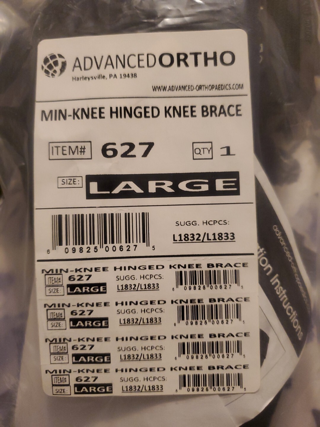 advanced ortho ACL hinged knee brace right new with bag & instructions Small