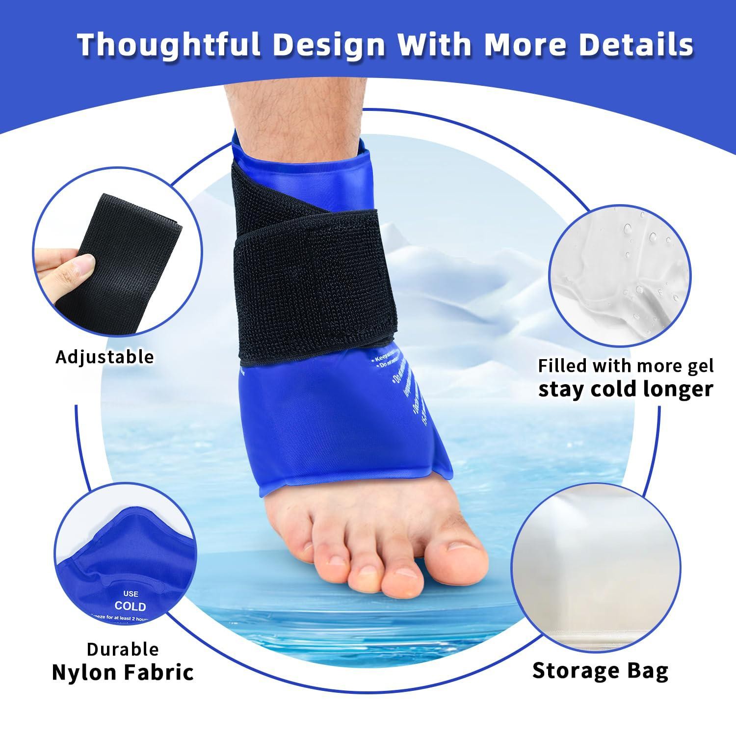 Ankle Brace Ice Pack Wrap Hot & Cold Therapy Large Reusable Gel Pack Sport Injur