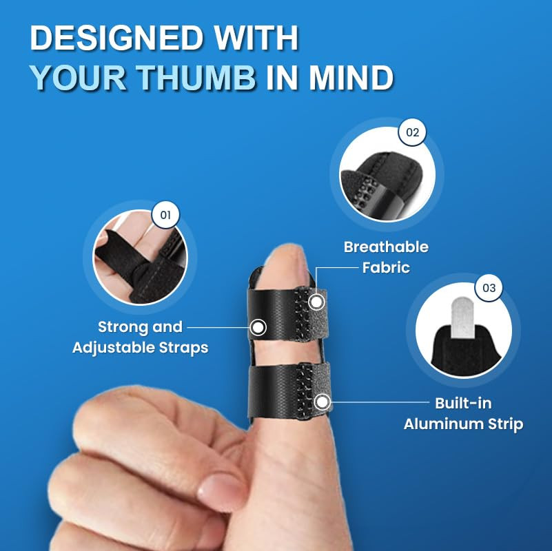 Thumb Splint (2 Pack) Trigger Thumb Splint, Thumb Brace for Pain Relief, Knuckle