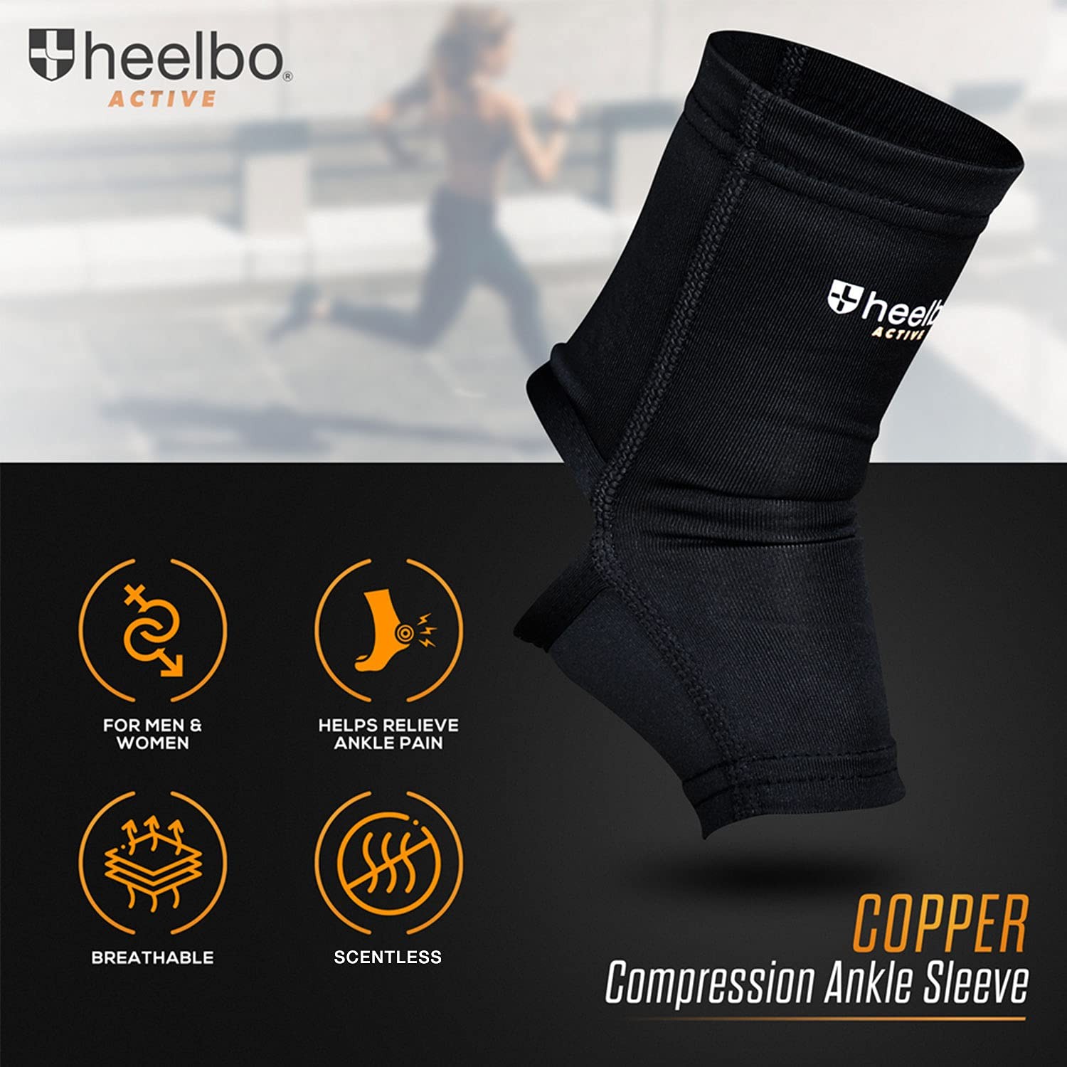 Copper-Infused Ankle Compression Sleeve – All-Day Comfort, Non-Slip Band