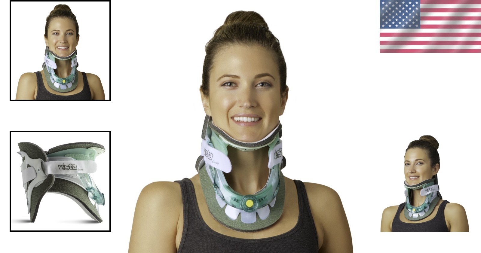 Vista Cervical Collar 6-Height Adjust Neck Brace – Soft Cotton, Tracheal Access