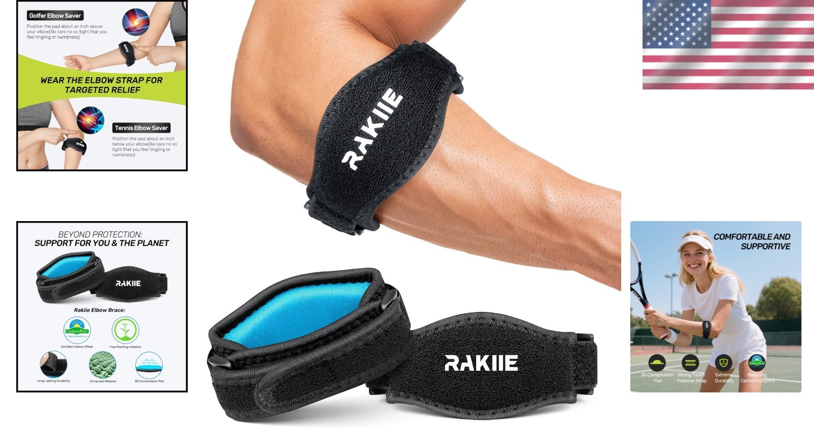 2 Pack Elbow Brace for Tennis & Golf – Ergonomic Compression Support