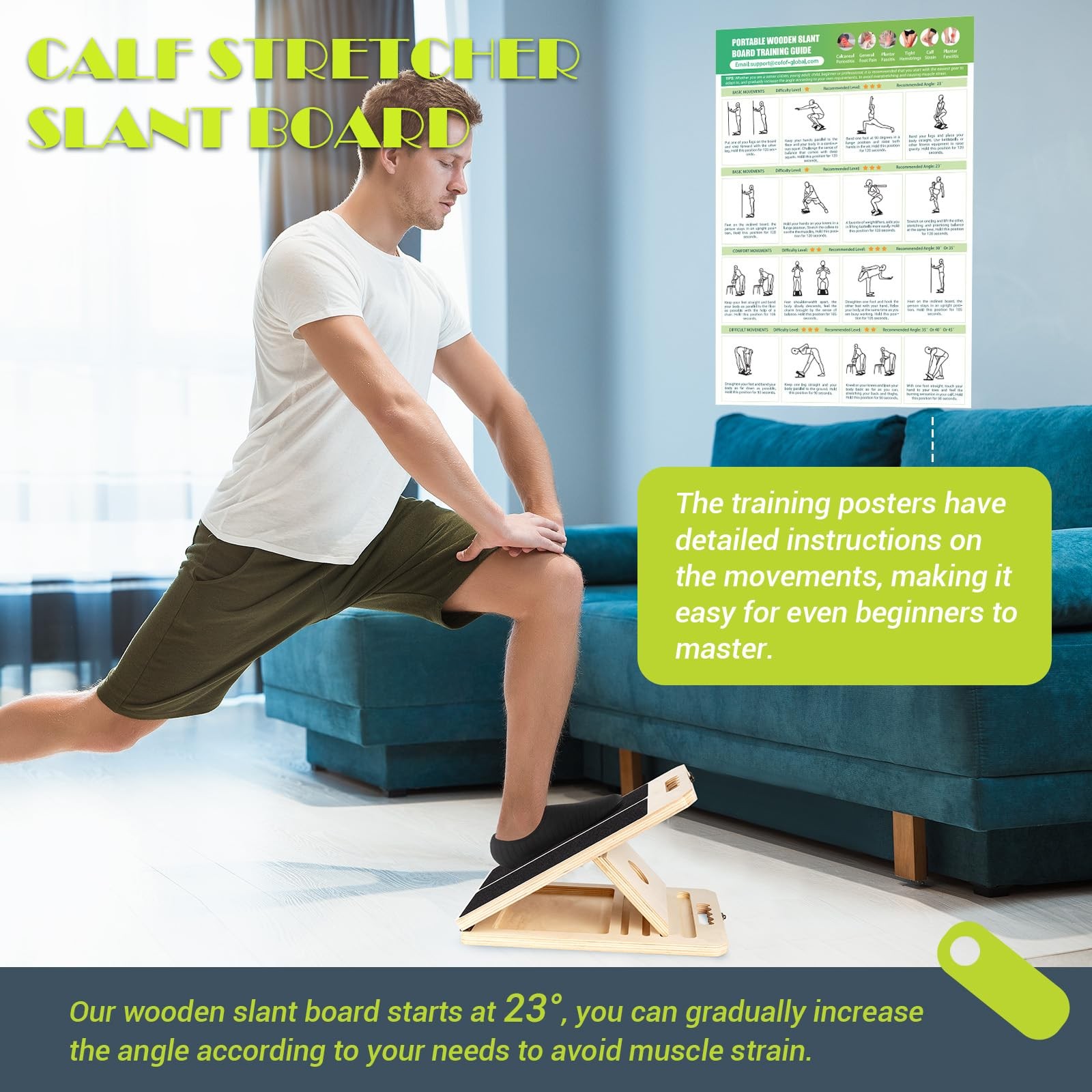 Slant Board for Calf Stretching, Black Board,