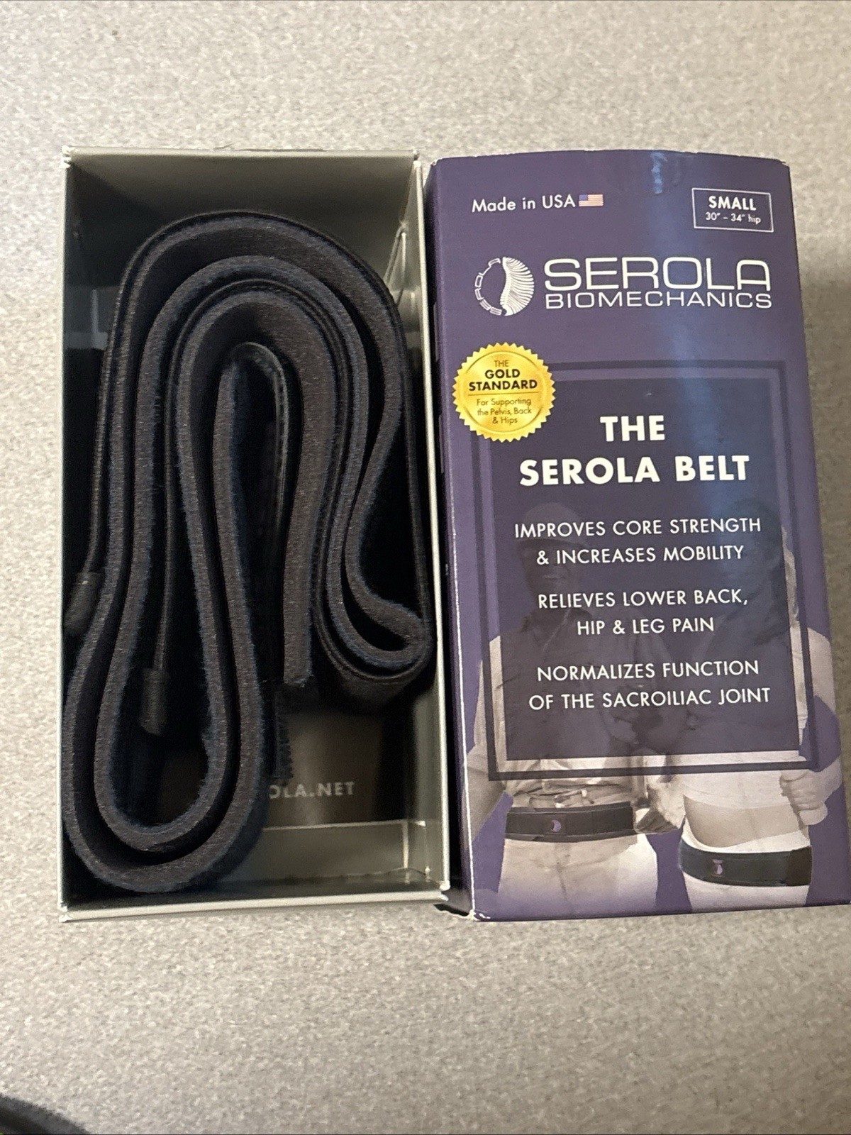 The Serola Belt SMALL 30- 34″Lower Back Pain Biomechanics Open Box!