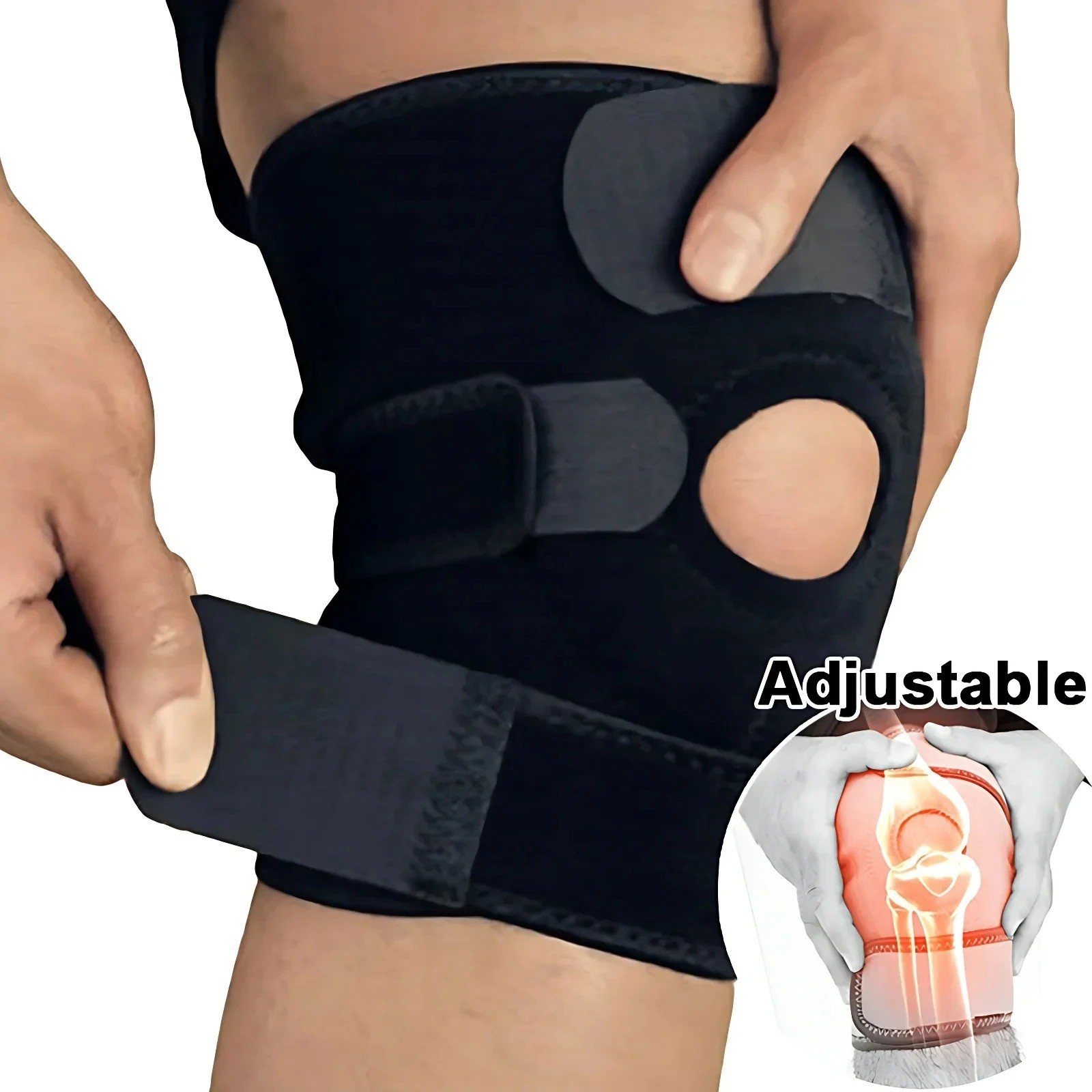 Knee Brace Compression Sleeve Hinged Joint Support Open Patella Stabilizer Wrap