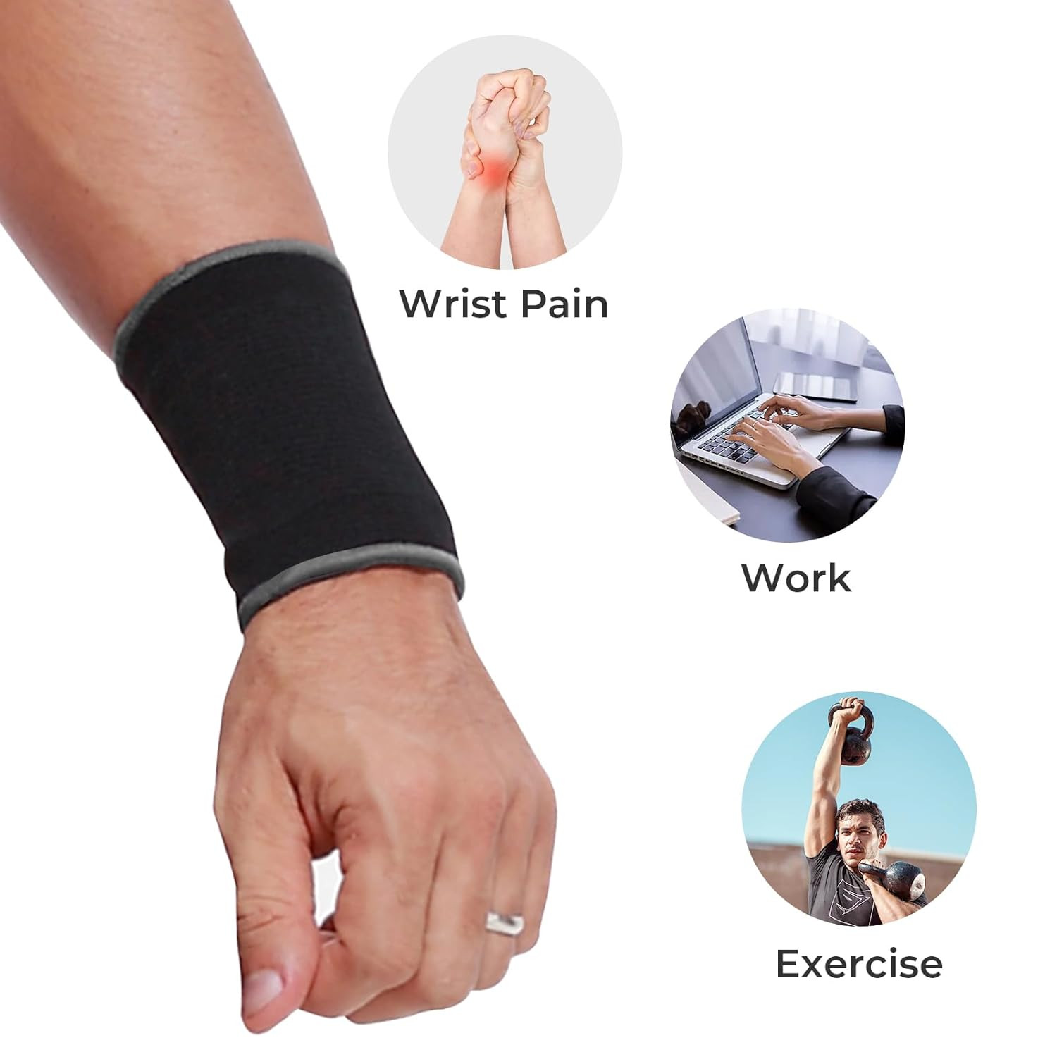 Neotech Care Wrist Band Support Sleeve – Elastic & Breathable Knitted Fabric Com