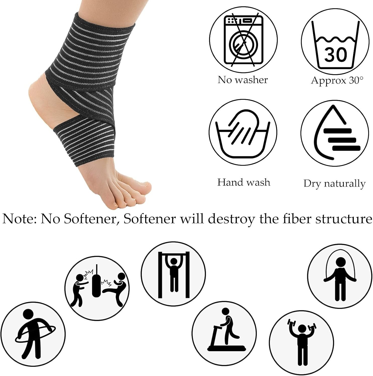 Compression Bandage Wraps for Leg, Elastic Calf Sleeve, Adjustable plus Size (2