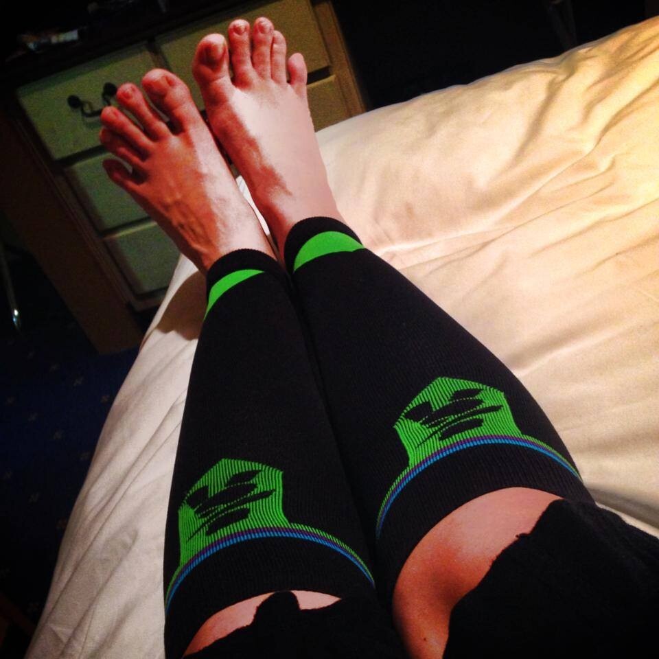 2PCS Tuff Togs Calf compression sleeve women men(footless)-Black-XXL-Unisex-NIB!
