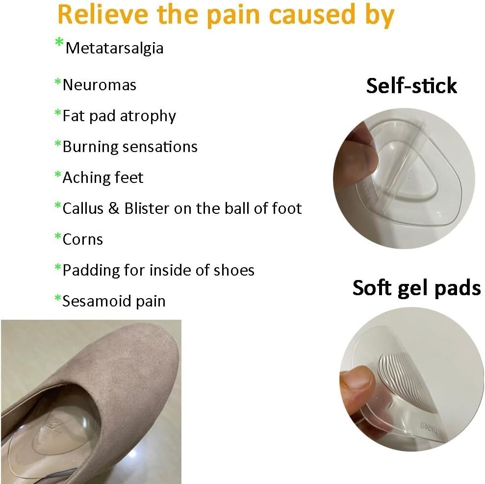 Metatarsal Pads Ball of Foot Cushions 8 Pack Gel Pain Relief for Men Women