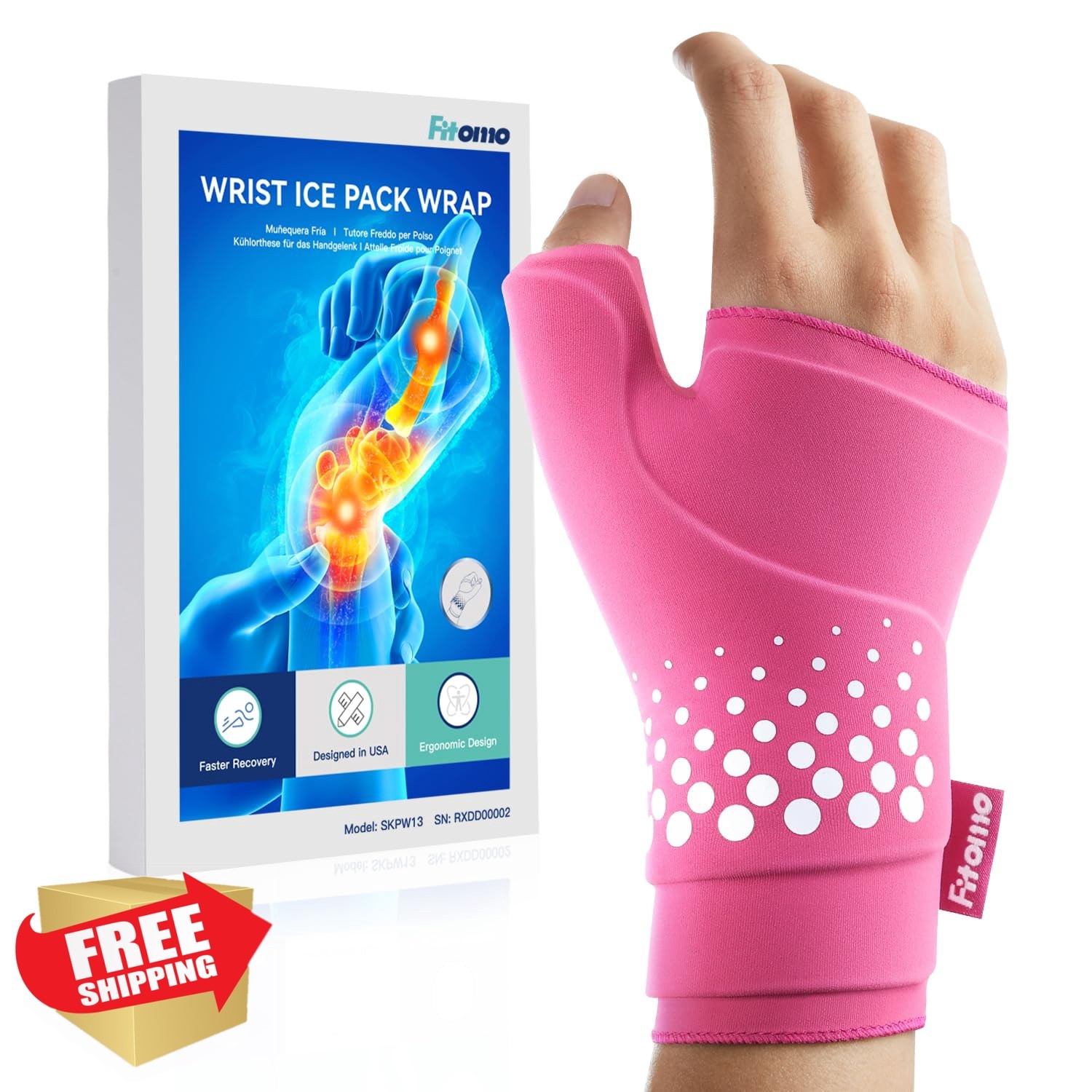 Fitomo Thumb Wrist Ice Pack Pink S/M