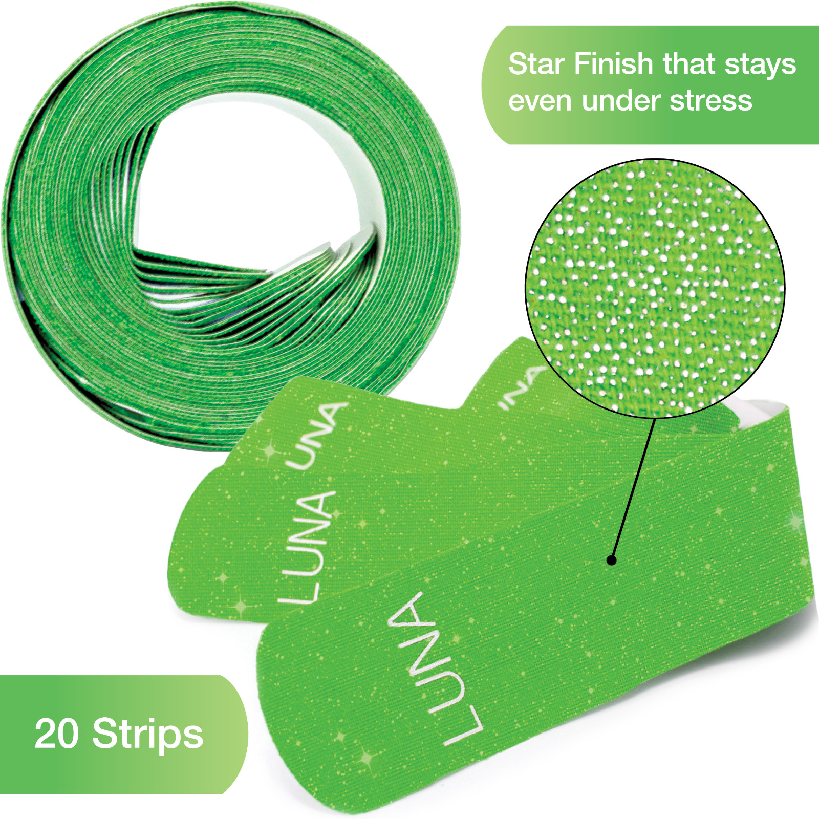 Luna Body Kinesiology Pro Tape Strips (20 Pre-cut Roll, 10″ x 2″, Pixie Dream)