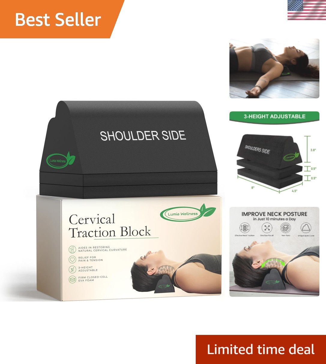 Cervical Orthotic Traction Block, Firm, Spinal & Neck Alignment, Cervical Tra…