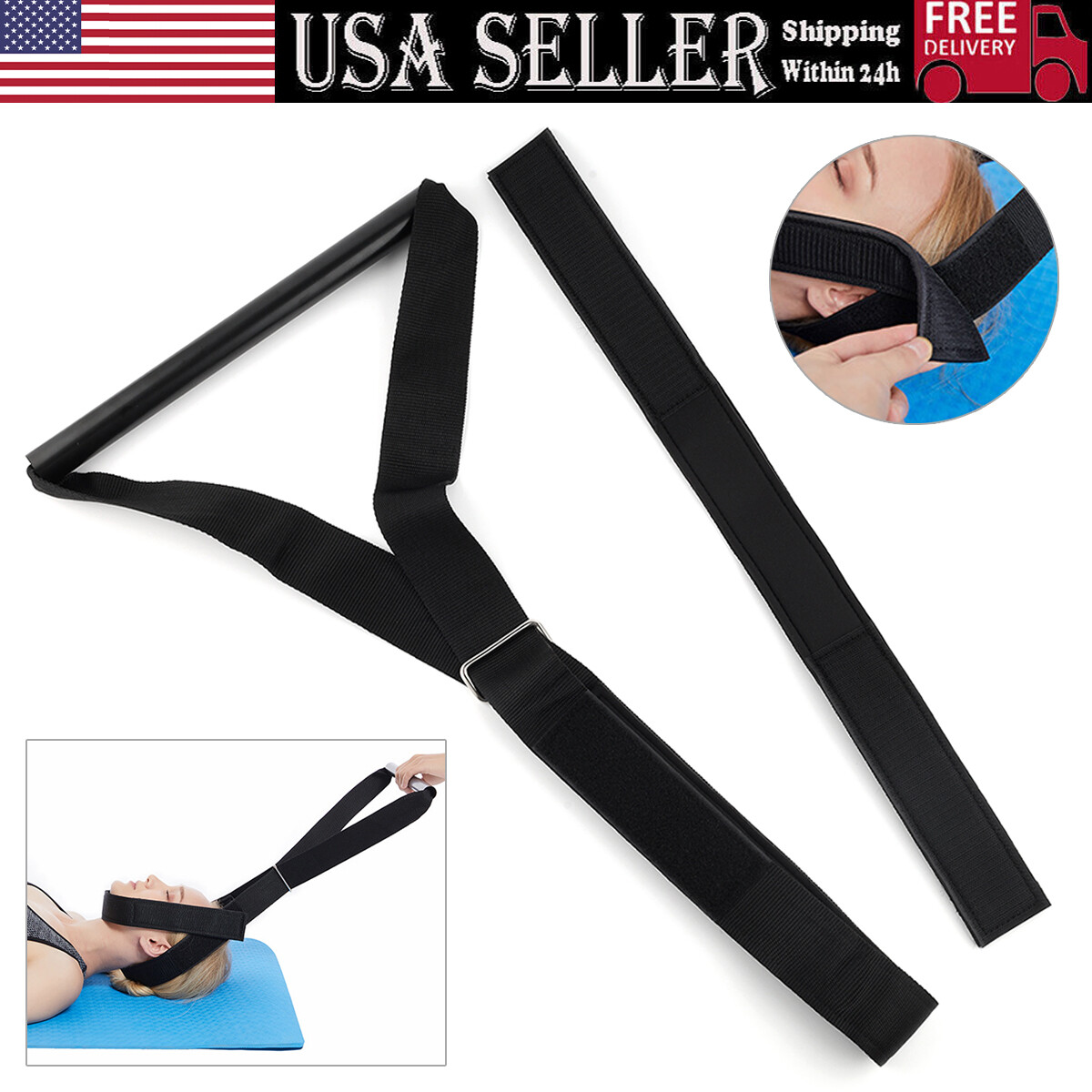 Comfortable Y-Shaped Spine Chiropractic Decompression Traction Tool Chin Strap.