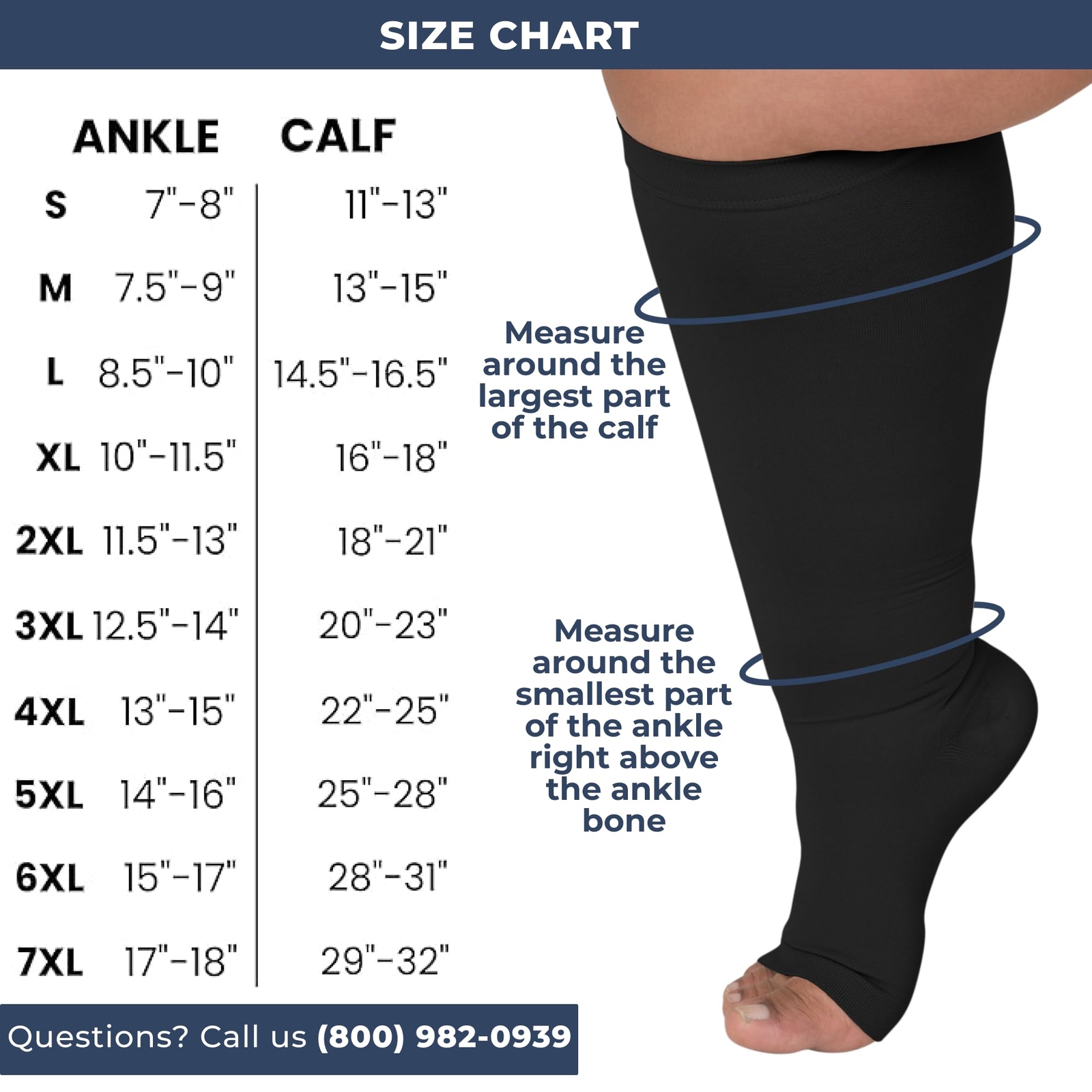 20-30 mmHg Circulation Women & Men – Opaque Knee-Hi Open Toe – Black Large AB…