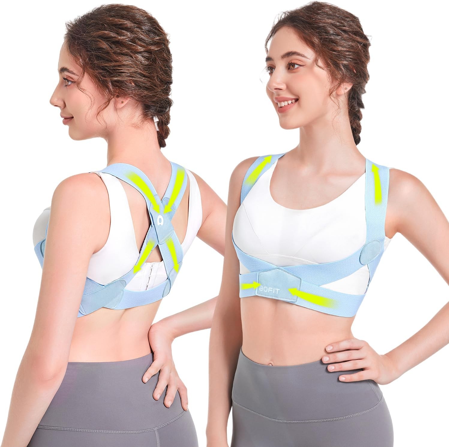AOFIT Womens Posture Corrector X-Shaped Back Brace Invisible Under Clothes, L