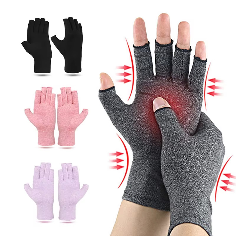 Relieve Hand Discomfort with 1Pair Fingerless Compression Gloves