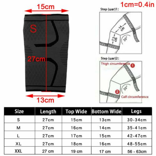 Knee Sleeve Compression Brace Support For Sport Gym Joint Pain Arthritis Relief