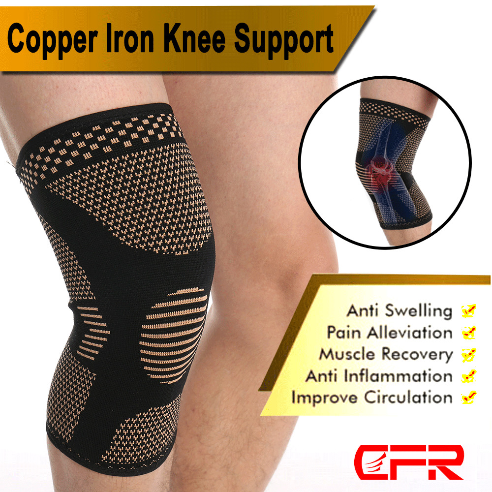 Copper Knee Brace Sleeve Patella Support Sports Gym Arthritis Tendon Joint Pain