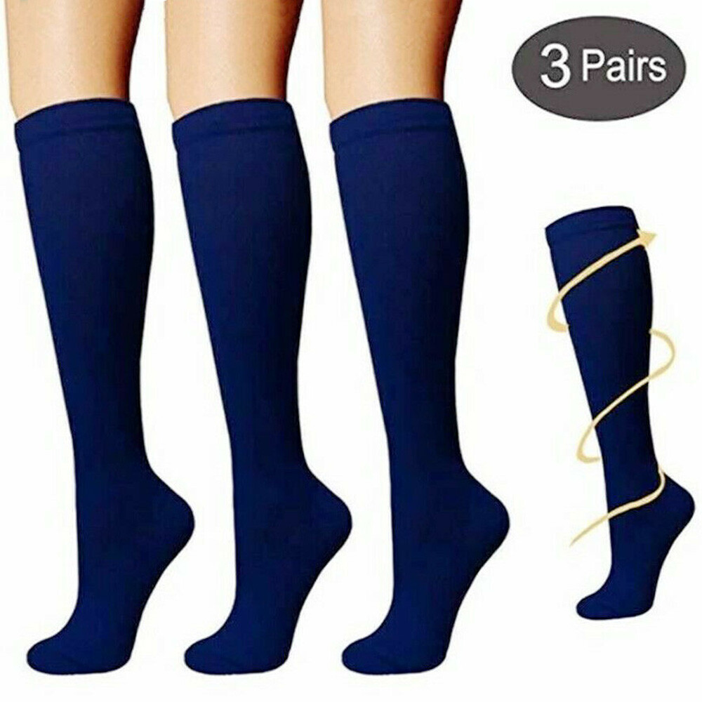 (6 Pairs) Compression Socks Knee High 15-20 mmHg Graduated Mens Womens S-XL