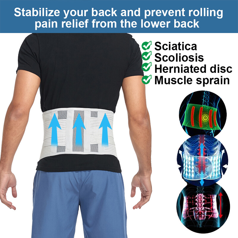 Adjustable Compression Lumbar Back Brace Sports Belt Waist Support Pain Relief