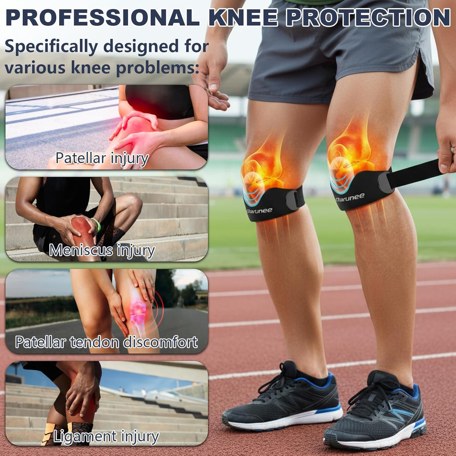 Knee Brace Support Strap Silicone Patella Band for Running Hiking Basketball