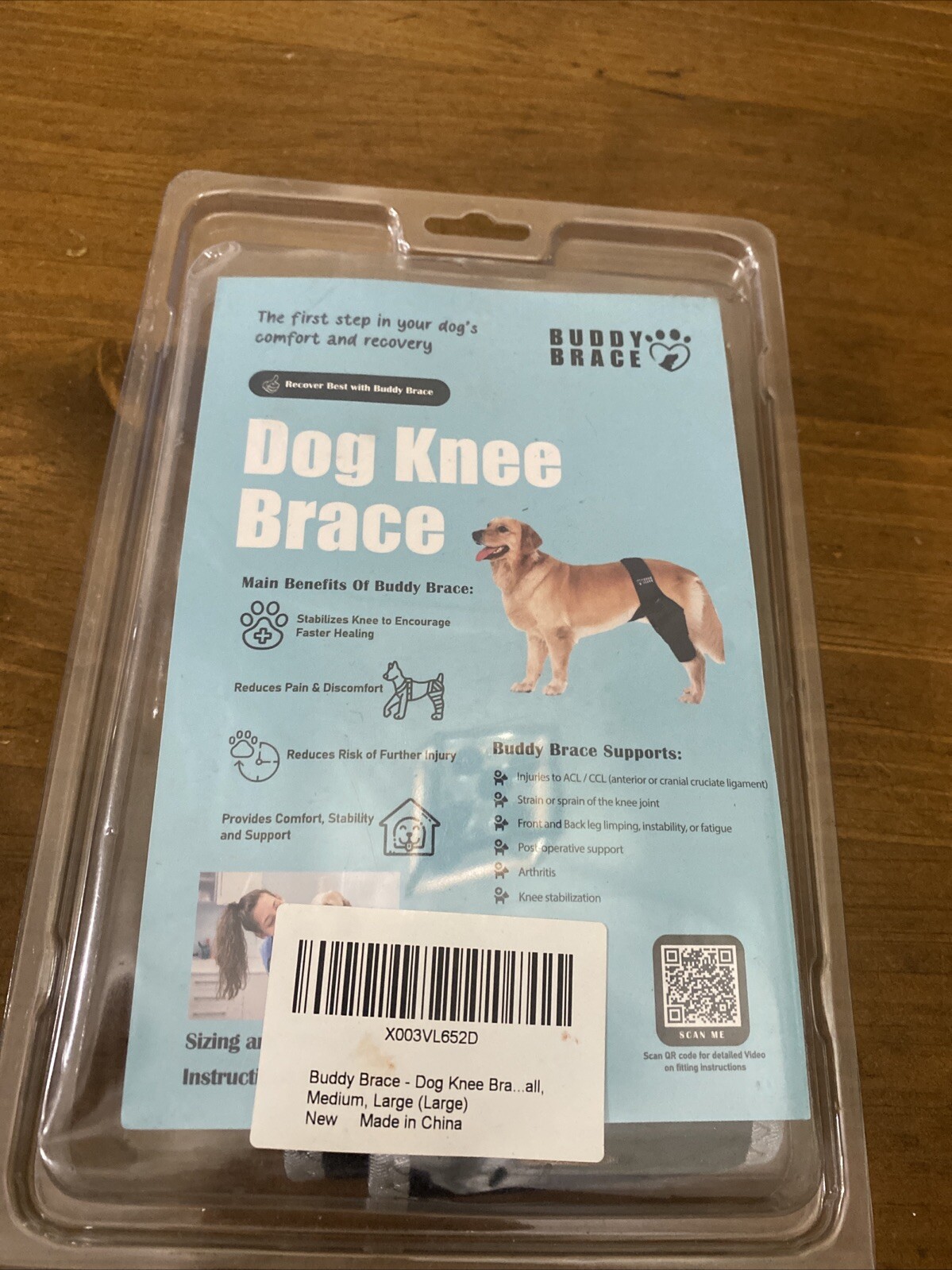 BUDDY BRACE-DOG KNEE BRACE (LARGE)