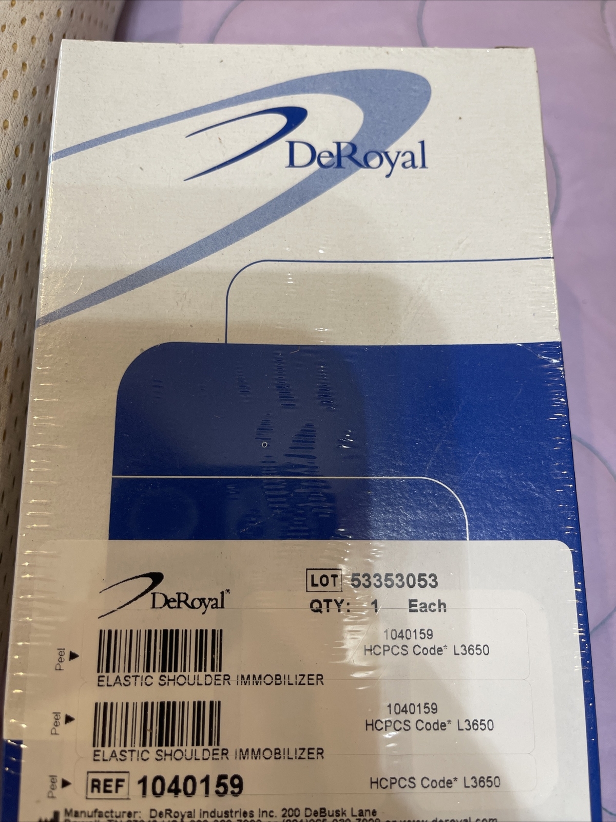 *1-Pack* DeRoyal Elastic Shoulder Immobilizer X-Large 1040159