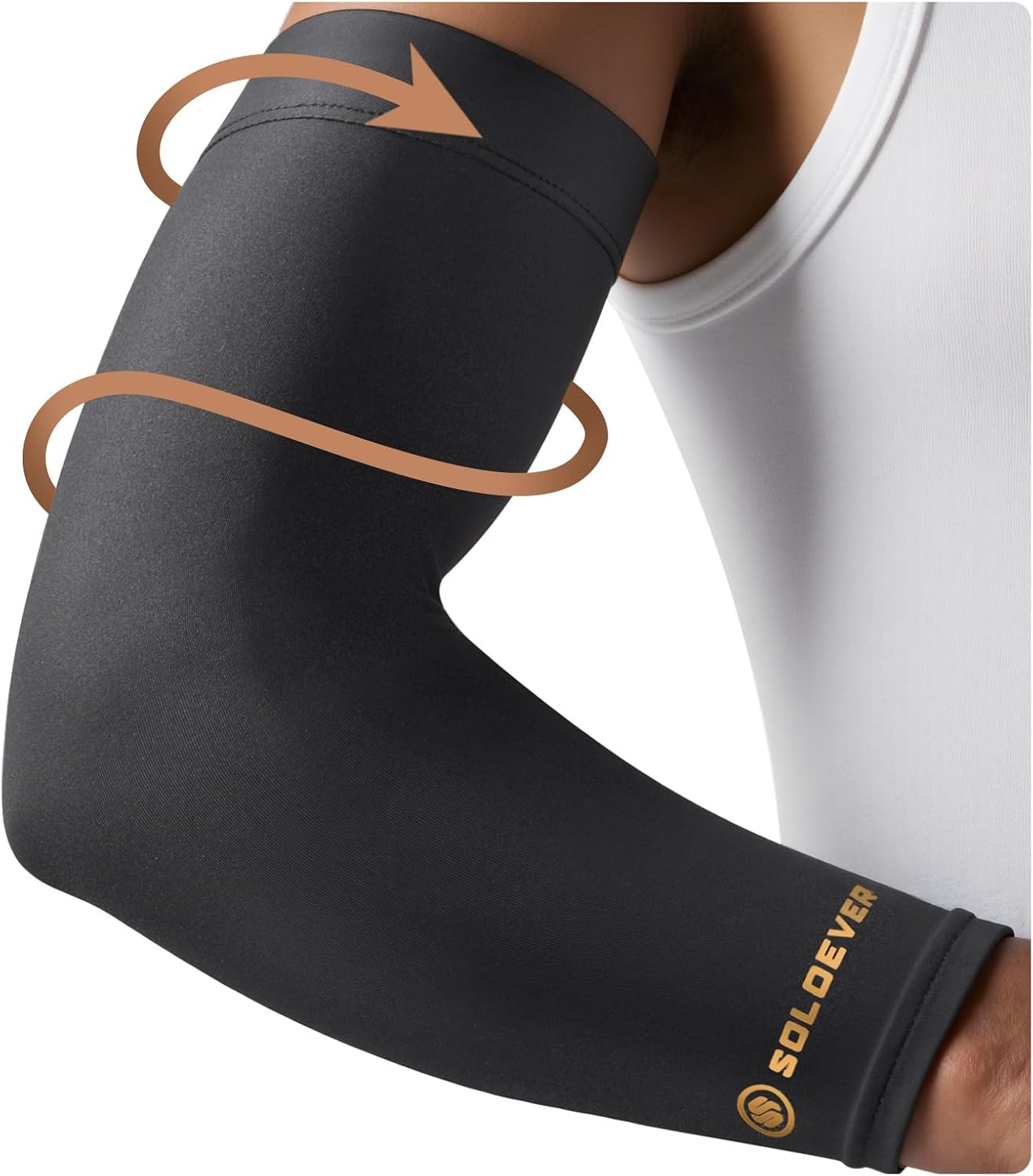 Copper Compression Arm Sleeves, Full Arm Brace for Forearm, Bicep, Triceps | 360