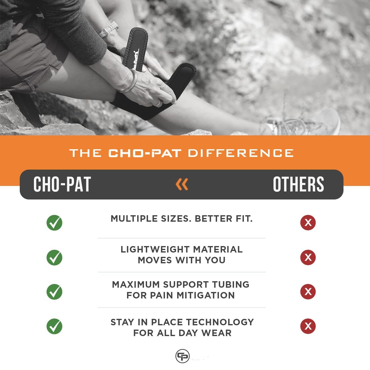 Cho-Pat Dual Action Knee Support Strap for Tendonitis & Medium, Black