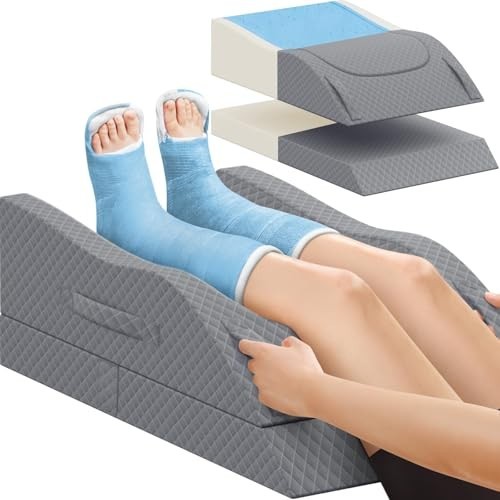 Leg Elevation Pillow with Memory Foam, Adjustable Bolster for Blood Circulation,