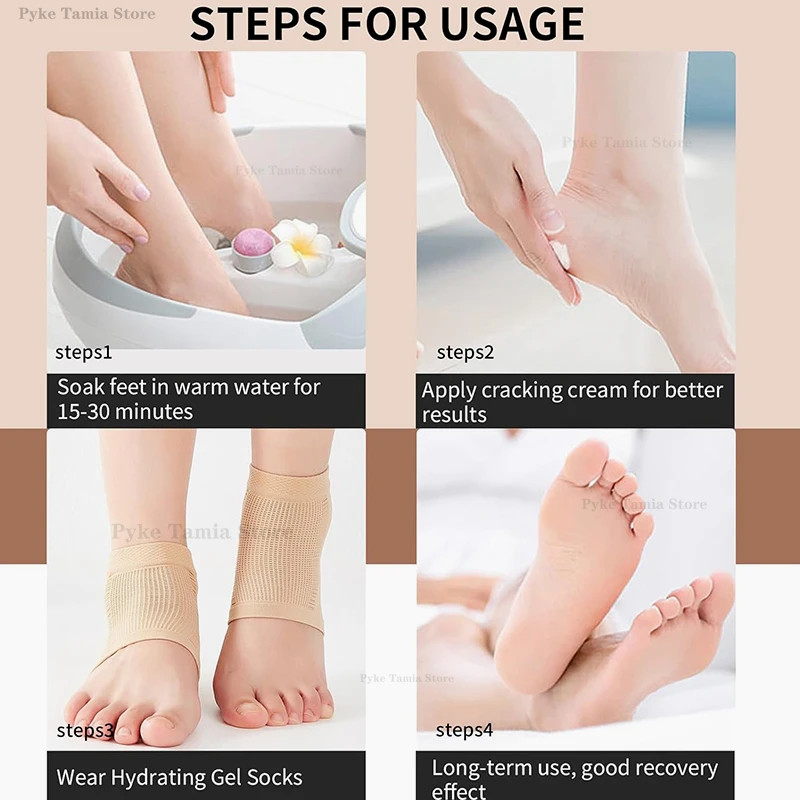 2pcs Heel Protective Cover Silicone Feet Care Anti-Crack Pain Relief Moisturizin