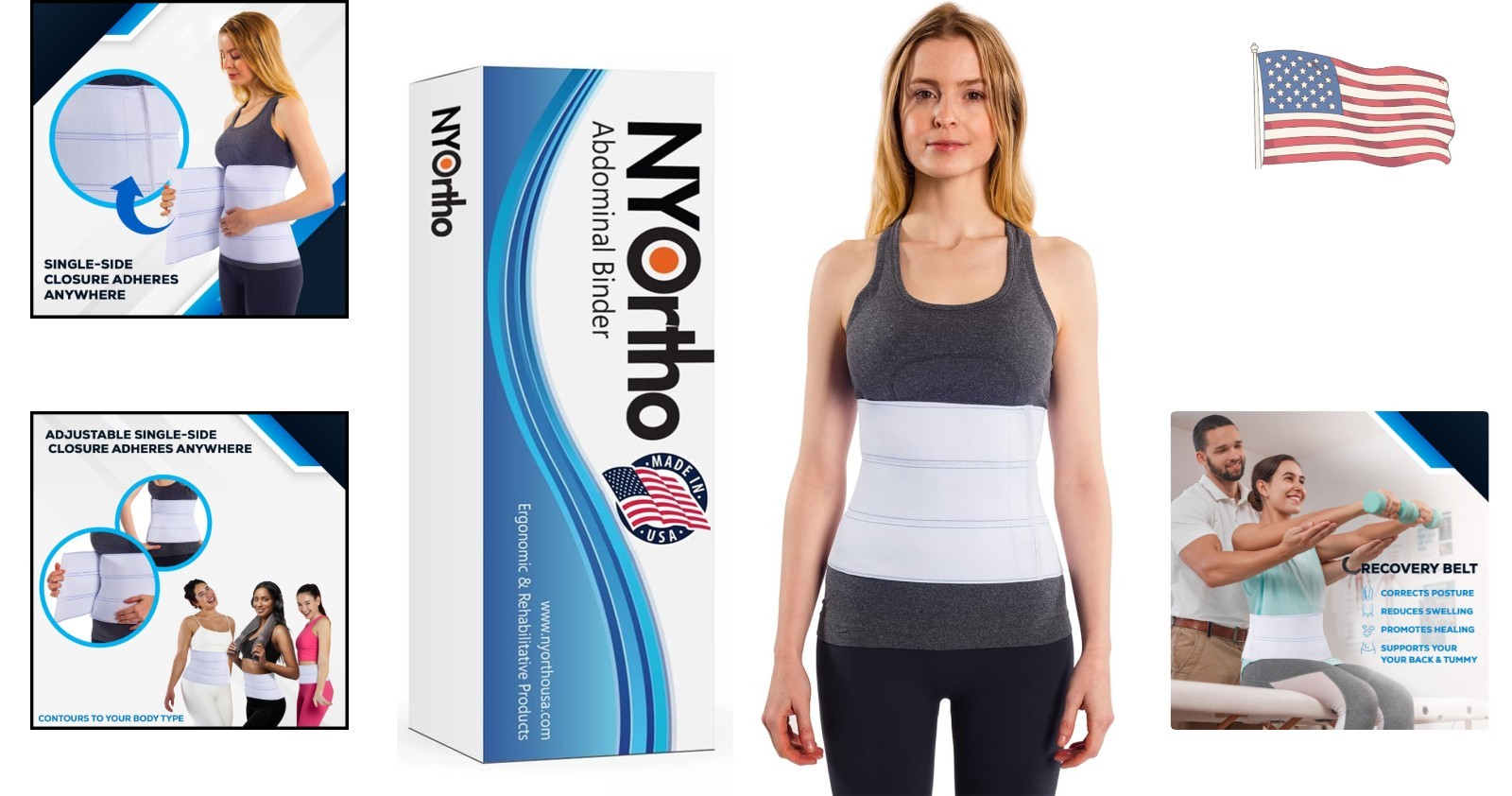 Unisex 3 Panel Abdominal Binder 45-60″ | Lightweight Support for Recovery